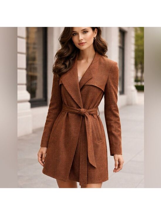 Anthropologie Jackets & Blazers - Solitaire Anthropologie nwt suede Textured Brown snakeskin Jacket trenchcoat S